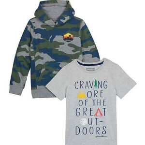 Blue Camo Eddie Bauer Youth Hoodie TShirt Set Camo Little Boys Clothing Size L